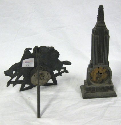 CLOCK LOT; WATERBURY HORSE JUMPING FIGURAL CLOCK - 2