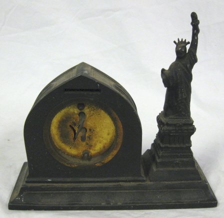 CLOCK; ANSONIA FIGURAL CLOCK OF THE STATUE OF LIB - 2