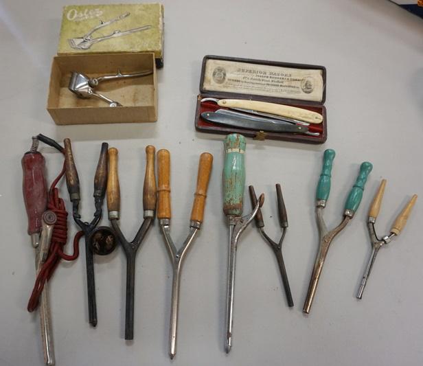 LOT OF CURLING IRONS, RAZORS, AND CLIPPERS (1 of 1)