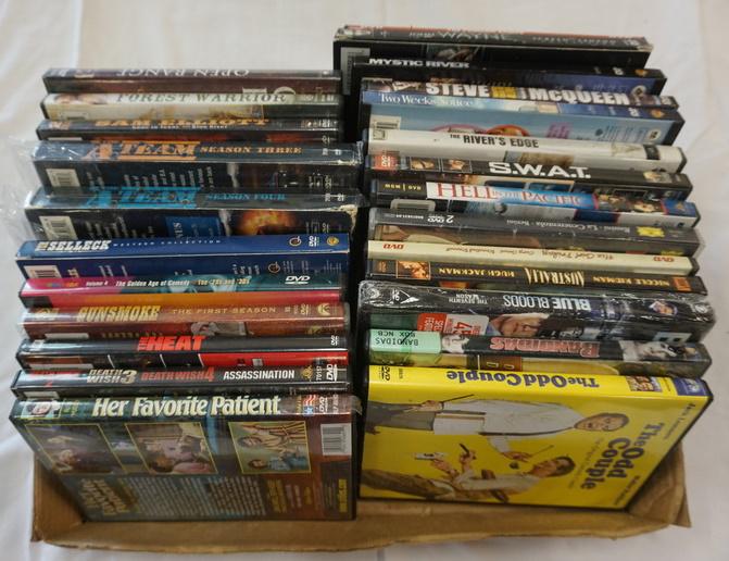 LOT OF DVDS: LOT OF 25 DVDS, ODD COUPLE, GUNSMOKE, ETC