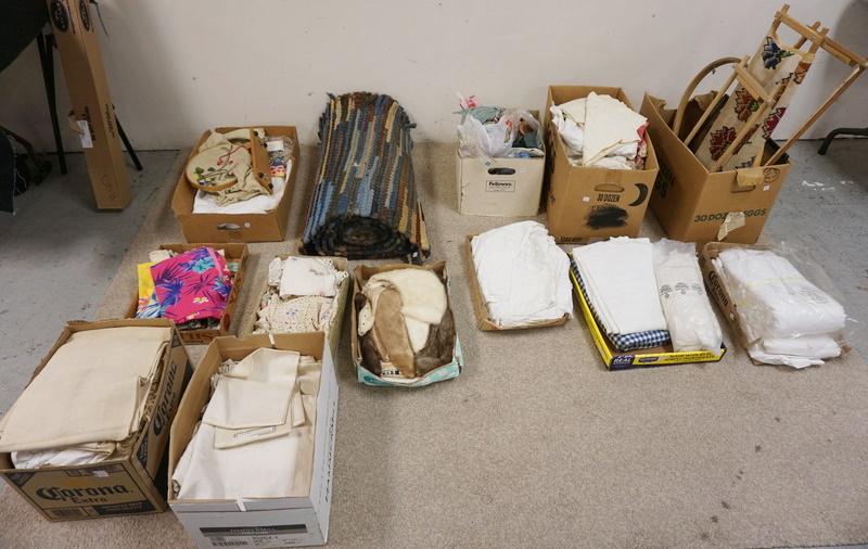 LARGE TEXTILE LOT W/RAG RUG (1 of 1)