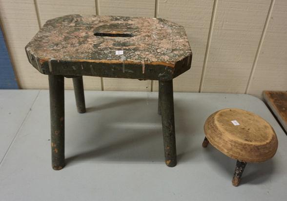 2 PRIMITIVE WOODEN STOOLS (1 of 1)