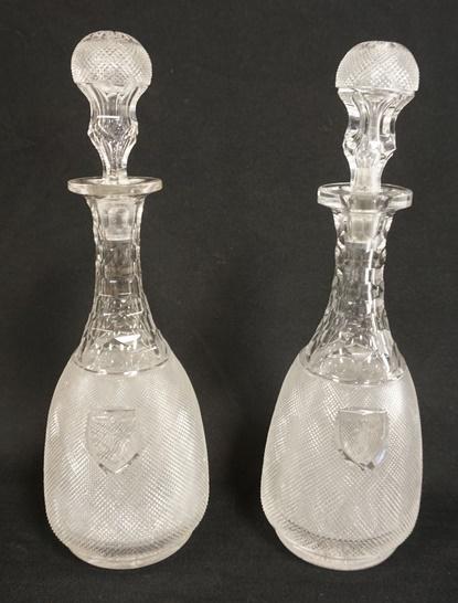 PAIR OF FINELY CUT ANTIQUE DECANTERS (1 of 4)