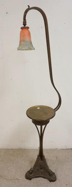 FLOOR LAMP W/ ART GLASS SHADE (1 of 2)