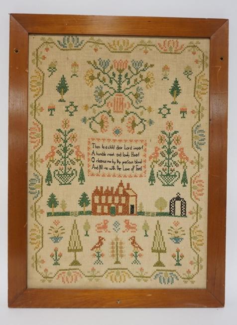 FRAMED SAMPLER W/ HOUSE (1 of 3)