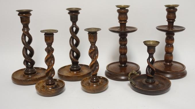 7 WOODEN CANDLESTICKS (1 of 2)