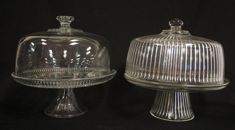2 PRESS GLASS COVERED CAKE PLATES (1 of 2)