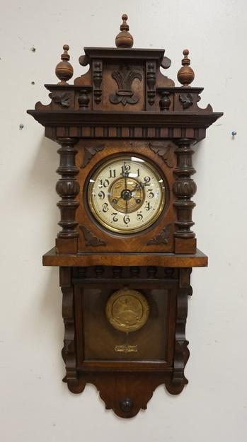 CARVED WALNUT VICTORIAN WALL CLOCK (1 of 2)