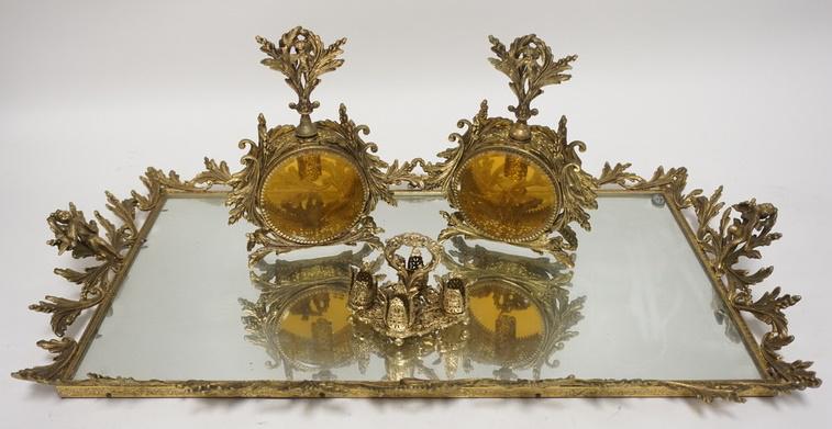 ORANATE 4 PC METAL & GLASS DRESSER SET (1 of 4)