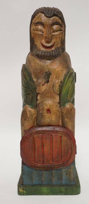 CARVED & PAINTED FIGURAL WOODEN BOTTLE HOLDER (1 of 3)