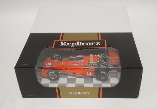 REPLICARZ 1/18 SCALE 1974 KOYOTE GILMORE: REPLICARZ 1/18 SCALE 1974 KOYOTE GILMORE FOYT RACING NO. 14 A.J. FOYT POLE WINNER, MINT IN BOX W/ SLEEVE