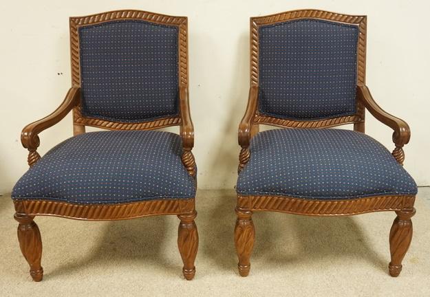 PR OF CARVED UPHOLSTERED ARMCHAIRS (1 of 2)