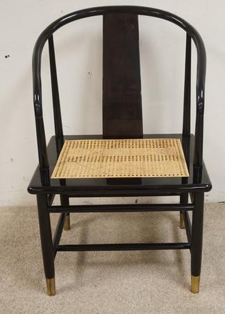 HENREDON BLACK LAQUER CANE SEAT ARMCHAIR (1 of 2)