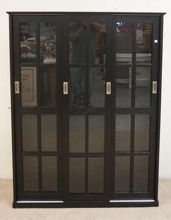 EBONIZED OAK MEDIA CABINET WITH SLIDING DOORS (1 of 2)