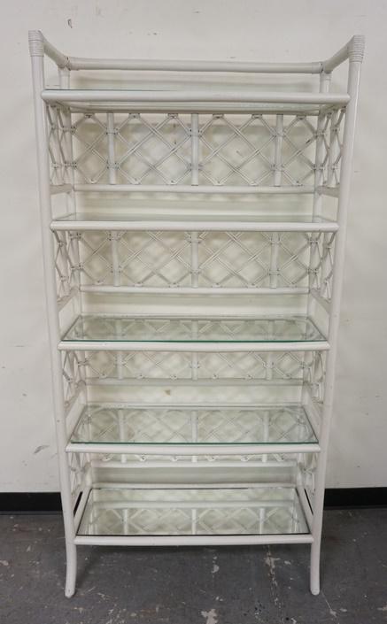 WICKER & GLASS 5 TIER SHELF (1 of 2)