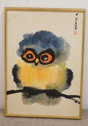 JAMES YEH-JAU LIU PRINT OF AN OWL (1 of 3)