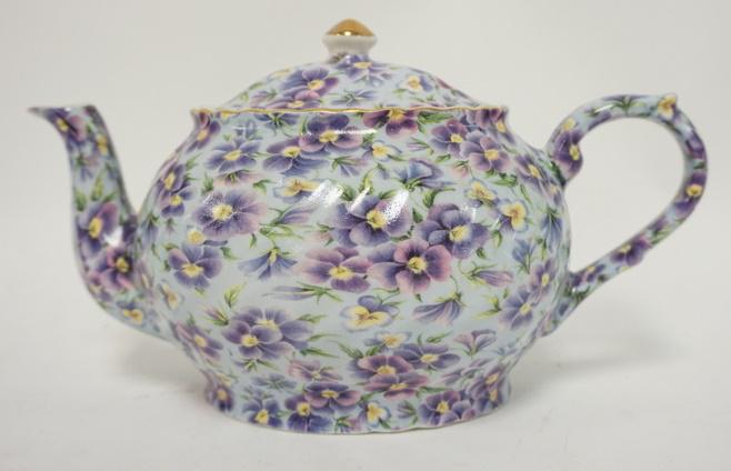 ARTHUR WOOD TEAPOT W/ VIOLETS (1 of 2)
