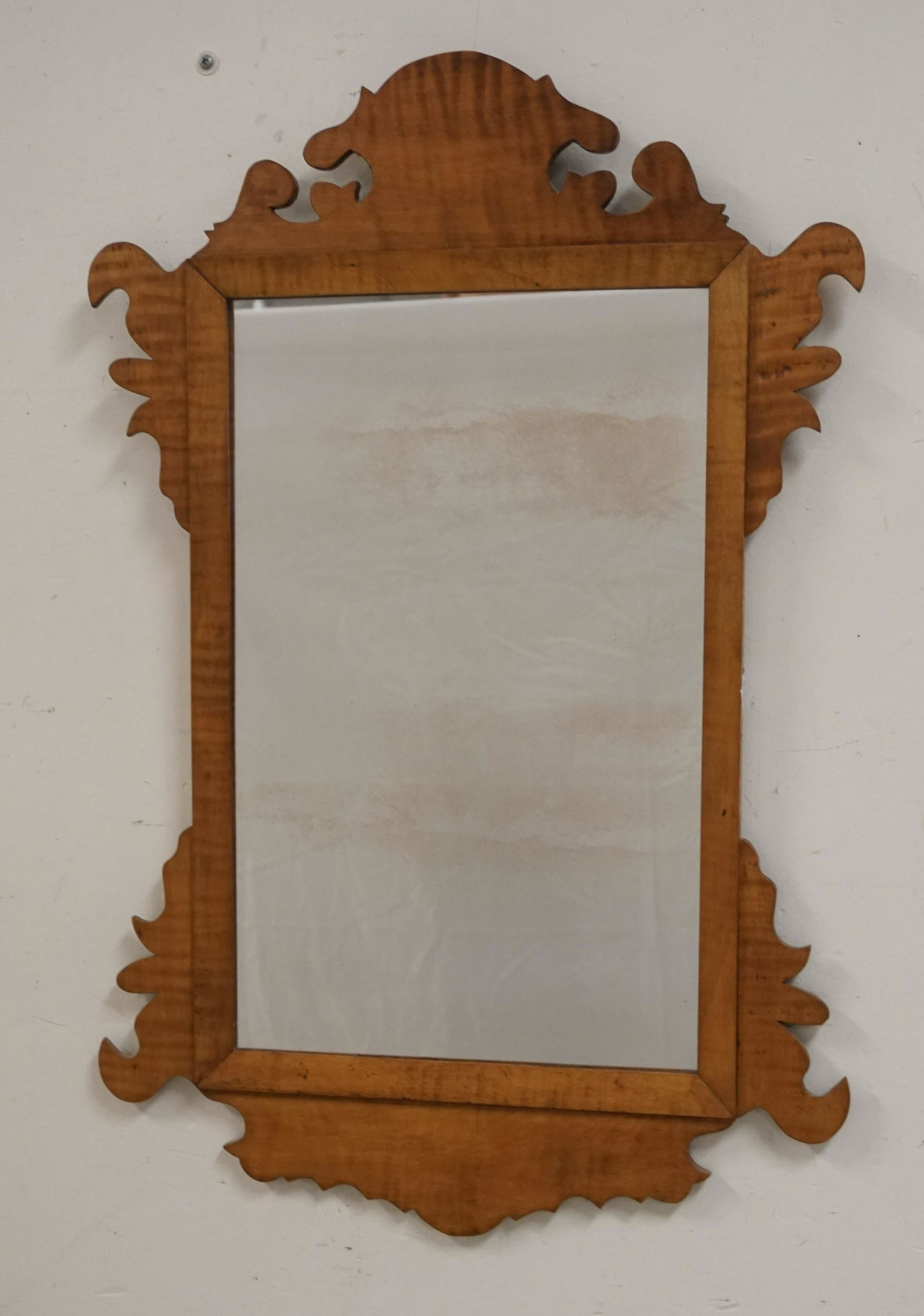 ANTIQUE CHIPPENDALE MIRROR IN TIGER MAPLE (1 of 2)