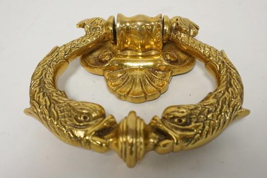BRASS DOLPHIN AND SHELL DOOR KNOCKER (1 of 1)