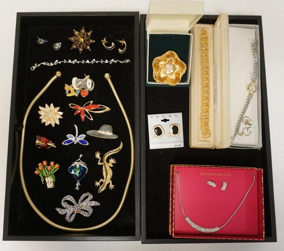 JEWELRY LOT: LOT OF COSTUME JEWELRY INCLUDING CHARTER CLUB, MONET, NAPIER, FIGURAL, ETC