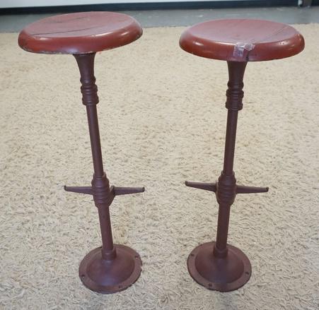 2 ANTIQUE CAST IRON & WOOD STOOLS (1 of 1)