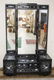 BLACK LACQUER VANITY WITH MOP INLAY AND TRIPLE MIRROR