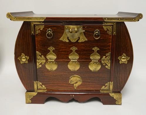 ASIAN TABLETOP CABINET WITH BRASS TRIM (1 of 3)