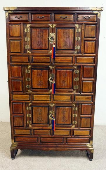 LARGE KOREAN CABINET WITH 6 DOORS AND 4 SMALL DRAWERS (1 of 2)