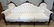 CARVED TUFTED SOFA WITH WHITE BROCADE UPHOLSTERY