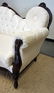 CARVED TUFTED SOFA WITH WHITE BROCADE UPHOLSTERY - 3
