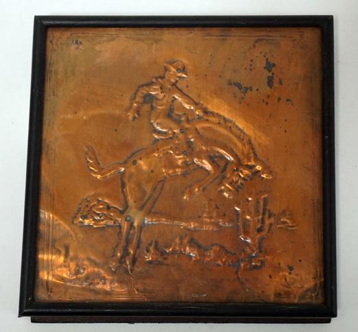 EMBOSSED COPPER PLAQUE-BUCKING BRONCO (1 of 1)