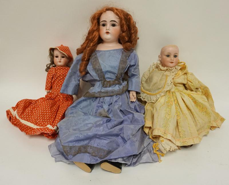 3 GERMAN BISQUE HEAD DOLLS W/LOSSES (1 of 4)