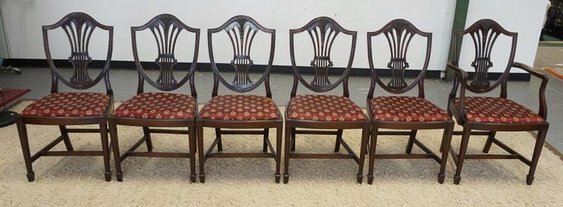 SET OF 6 MAHOGANY SHIELD BACK CHAIRS (1 of 3)