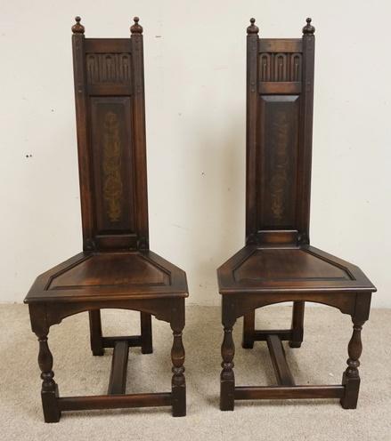 PAIR OF KITTINGER CARVED HIGH BACK CHAIRS (1 of 3)