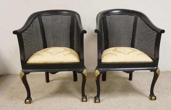 PAIR OF BARREL CANE BACK CHAIRS (1 of 4)