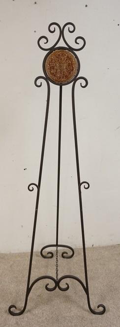 IRON EASEL W/TILE INSET: IRON EASEL W/AROUND GLAZED TILE INSET
