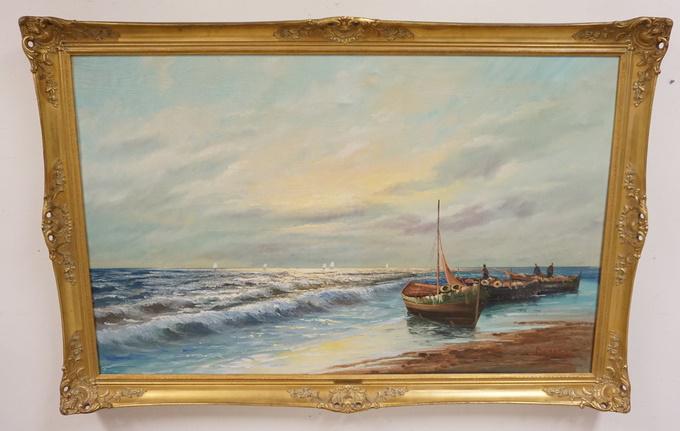 DOSSINA LARGE OIL ON CANVAS SEASCAPE (1 of 3)