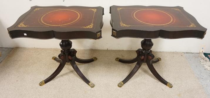 PAIR OF LEATHER TOP LAMP TABLES (1 of 1)