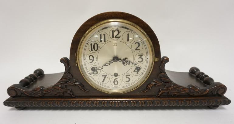 MILLER GERMANY CARVED MAHOGANY MANTLE CLOCK (1 of 2)