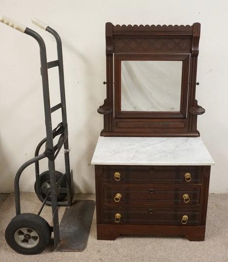 CHILDS SIZED VICTORIAN MARBLE TOP DRESSER W/ MIRROR (1 of 3)