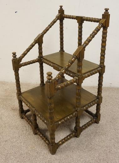 BED STEPS W/ TURNED FRAME & RAILS: BED STEPS W/ TURNED FRAME & RAILS, 16 IN W, 30 1/4 IN H
