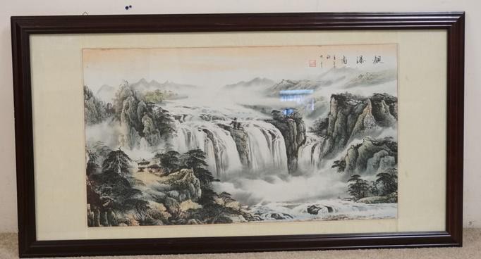 LARGE SIGNED FRAMED ASIAN ARTWORK (1 of 2)