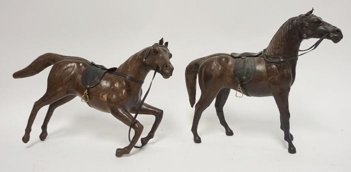 TWO LEATHER COVERED HORSES (1 of 1)