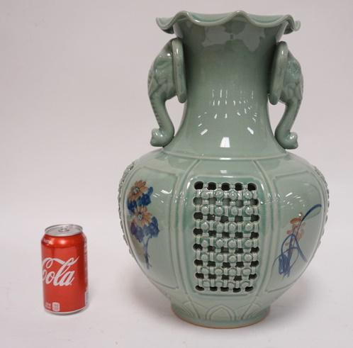 LARGE DECORATED CELADON VASE (1 of 4)