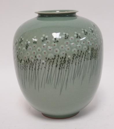 ASIAN DECORATED CELADON VASE (1 of 3)