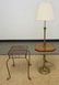 LOT; FLOOR LAMP W/ TABLE CENTER & IRON PLANT STAND