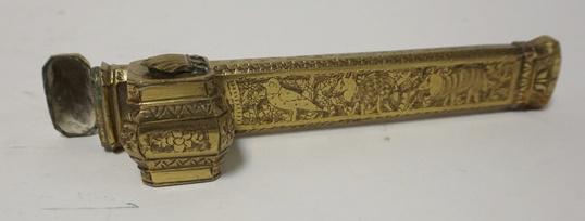 ENGRAVED BRASS ASIAN BRUSH & INK HOLDER (1 of 1)