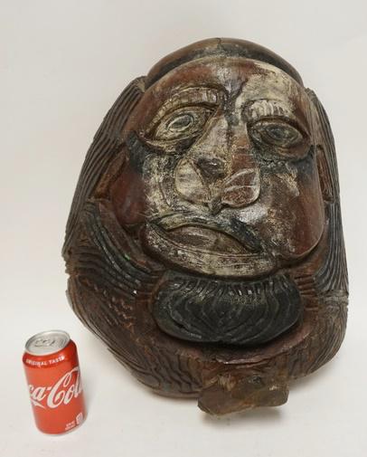 LARGE CARVED WOODEN HANGING MASK (1 of 3)