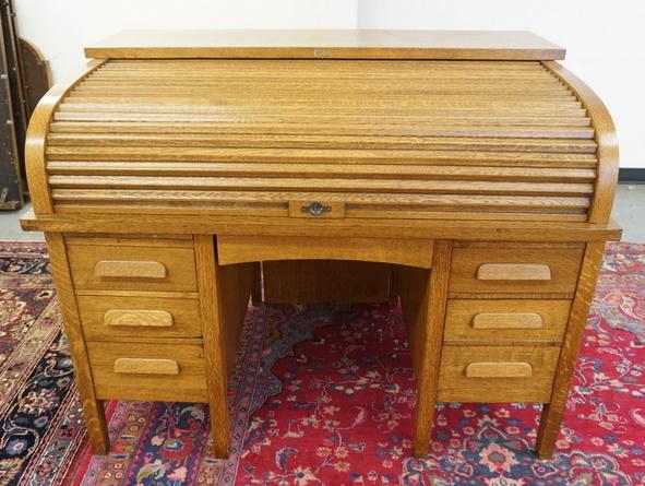 CUTLER TIGER OAK ROLL TOP DESK (1 of 5)
