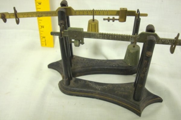 PR OF 1878 FAIRBANKS SMALL SCALES; CAST IRON & BR - 2
